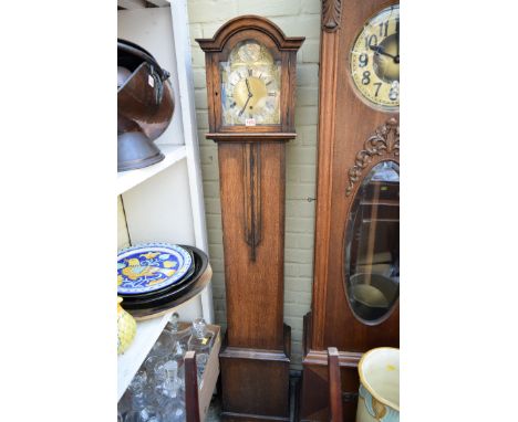 A 1930s small oak longcase clock, 166.5cm high. 