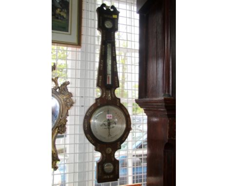 A 19th century rosewood and mother of pearl inlaid four dial wheel barometer, by J Spelzini, 11 Beauchamp St, Holborn', 100cm