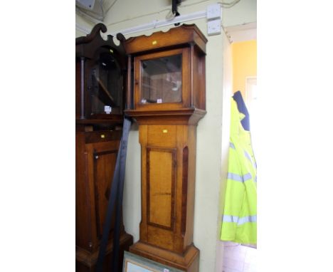 A late Geroge III oak and rosewood crossbanded longcase clock case, 202cm high. 