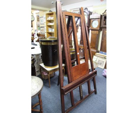 A Victorian mahogany gallery easel, by Winsor & Newton, 98cm wide. 