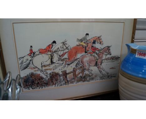Owen Ward, a set of four hunting scenes, each signed, watercolour, 26 x 42cm. 