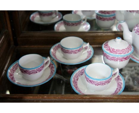 A rare 19th century Copeland child's teaset, comprising: teapot and cover, 10.5cm high; sugar bowl and cover; cream jug; slop