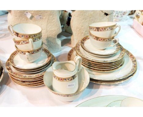 A Noritake porcelain part tea service, floral bordered 