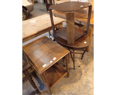 Small oval side table on castors small octagonal table with shelf and small dropleaf table 