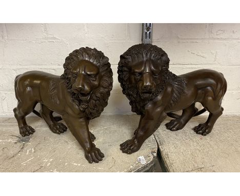 PAIR BRONZE LIONS - 30 CMS (L)