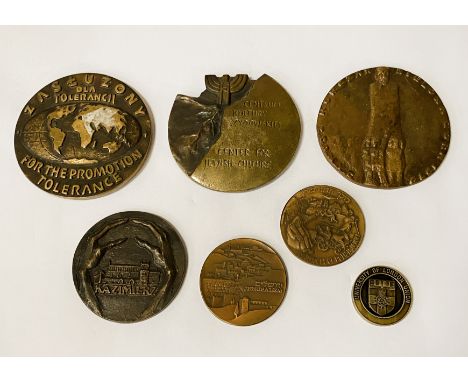 VARIOUS BRONZE MEDALLIONS - POLISH JEWISH INTEREST