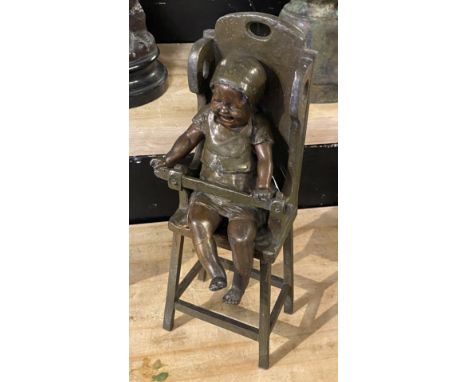 BRONZE BABY CRYING IN HIGH CHAIR SIGURE - 32CMS (H)