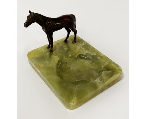ONYX BRONZE HORSE ASHTRAY