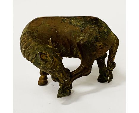 EARLY BRONZE HORSE SCROLL WEIGHT