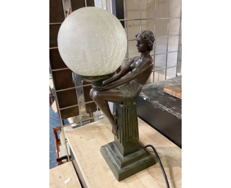 ART DECO STYLE BALL LAMP - 42CM (H)