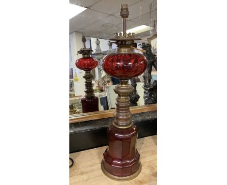 RUBY GLASS OIL LAMP - 63CMS (H)