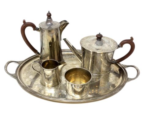 An Elizabeth II silver five-piece tea service, Charles S Green &amp; Co Ltd, London 1964/1965/1966, comprising teapot, water 