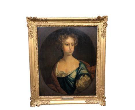 19th Century English School : Portrait of Dorothy Shafto, half-length, oil on panel, 76 cm x 64 cm, framed. 