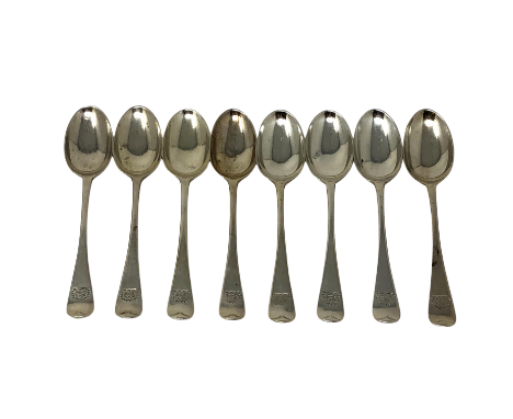 A set of eight George IV silver teaspoons, Daniel &amp; John Welby, London 1828 and 1829. (8) CONDITION REPORT: 167g. 