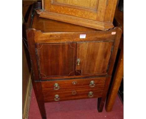 An early 19th century mahogany and satinwood strung night commode, width 53.5cm