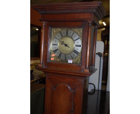 John Witherston of Hereford - oak longcase clock, the square brass 10" dial having signed silvered chapter ring, matted centr