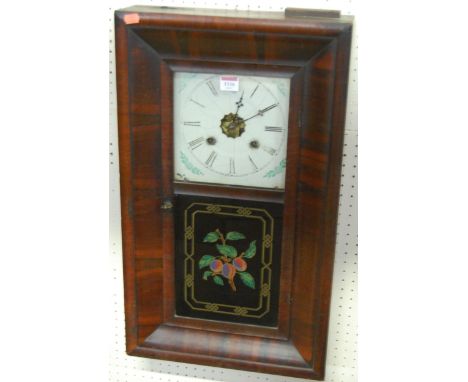 An early 20th century American mahogany drop trunk wall clock
