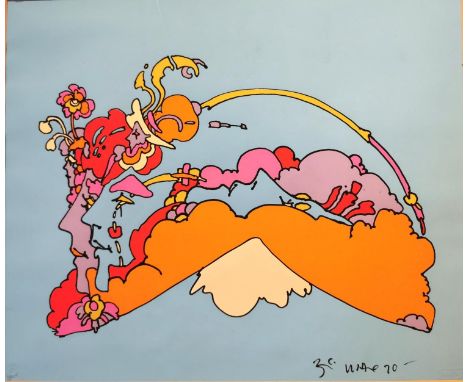 Peter Max, American (1937-, Infinity Watchers, 1970, Serigraph. Edition 6/300, signed and dated. Framed. (Some marks to the p