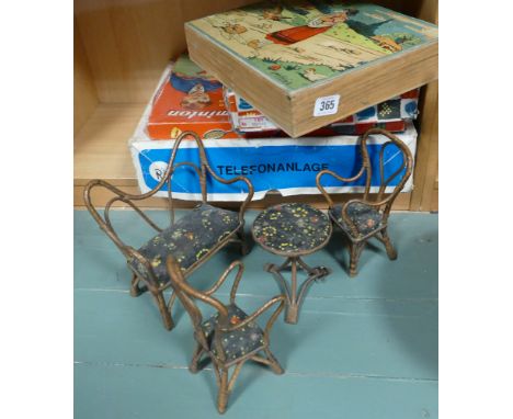 Vintage games, puzzles etc. and a model bamboo dolls conservatory set 