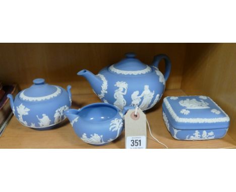 3 piece Wedgwood teaset and a Wedgwood Jasper tea service and a trinket box 