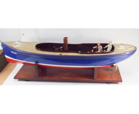 Model steam powered boat,named 'Solent',  well made with figures and interior fittings together with electric remote control 