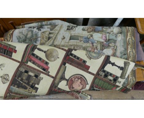 2 reproduction tapestry style wall hanging panels 