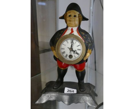 American painted figure mantel clock 