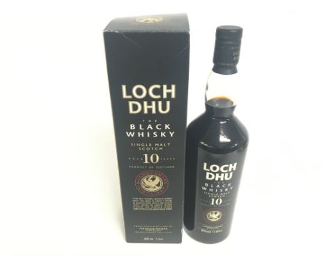 1 liter Loch Dhu black whisky 10 years single malt scotch with box.