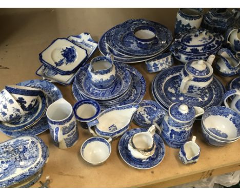 An extensive collection of Copeland Spode Italian pattern blue and white Doulton Norfolk pattern and other blue and white