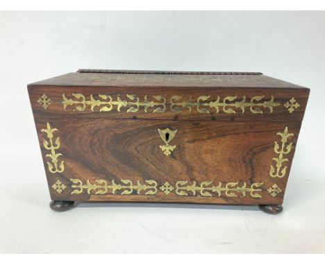Tea caddy mahogany box. Approximate dimensions- 32x18cm