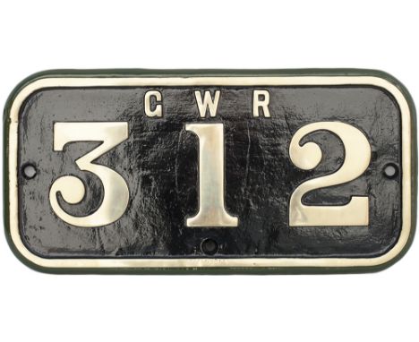 GWR brass cabside numberplate GWR 312 ex Llanelly &amp; Mynydd Mawr Railway 0-6-0 T built by Andrew Barclay in 1907 as work n