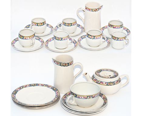 LNER Kesick Scottish pattern china consisting of 8 coffee cups, 2 different designs; 6 saucers, teapot, 2 milk jugs, teacup, 