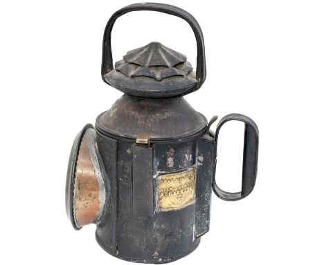Great Northern Railway large 3 Aspect double pie crust handlamp stamped in the side and trigger GNR and brass plated GREAT NO