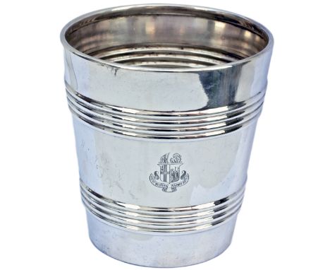 GWR silverplate wine cooler. Full twin shield Great Western Railway Hotels coat of arms to front and base marked Walker and H