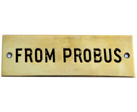 GWR hand engraved brass shelf plate FROM PROBUS ex Truro Cattle Pens signal box. In excellent condition measures 4.75in x 1.5