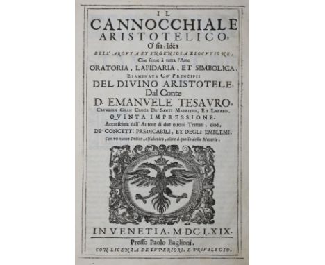 Tesauro,E.: Il cannocchiale Aristotelico, o sia idea dell'arguta et ingeniosa elocutione che serve à tutta l'arte oratoria, l