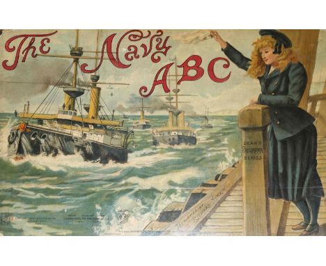 Simkin,R.: The Navy ABC. London u. New York, Dean &amp; Son (ca. 1975). Qu.Fol. Leporello mit 10 farb. lithogr. Tafeln u. 2 f