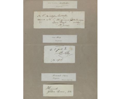 Mendelssohn-Bartholdy, Felix: (1809-1847). Eh. Eintr. (Ausschnitt) in ein Londoner Melderegister mit der Adresse von C(arl) K