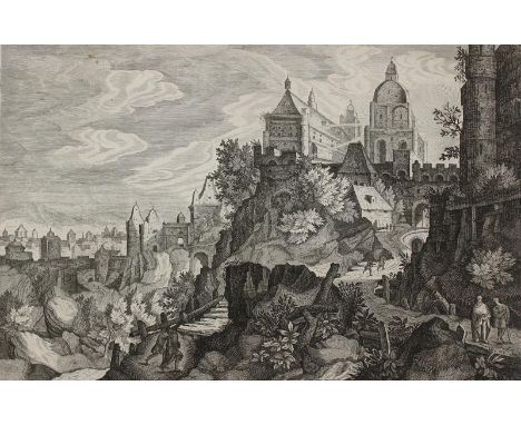 Sadeler, Aegidius II: (1570 Antwerpen - Prag 1629). Böhmische Landschaft. Radierung nach Stevens um 1600. 21 x 31 cm. Bis an 