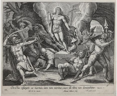 Collaert, Adriaen: (1520 Antwerpen 1618). Wiederauferstehung Christi. Bl. 51 aus der Folge von 51 Bl. Leben und Leiden Jesu C