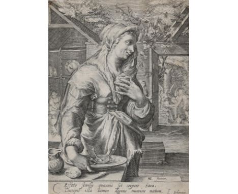 Goltzius, Hendrick: (1558 Bracht - Haarlem 1616/17) nach. Sarah. Aus der Folge "Die Frauen der Patriarchen". Kupferstich 16./