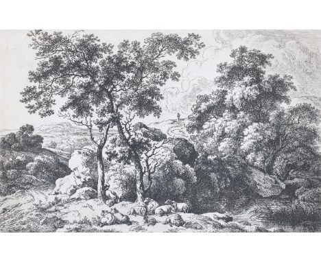 Kobell, Ferdinand: (1740 Mannheim 1799). 23 Bl. meist mit Landschaften u. Menschen, darunter auch 2 Bl. mit Hunden (n.W.Kobel
