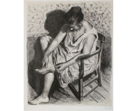 Luce, Maximilien: (1858 Paris 1941). Le soin des pieds (Die Fußpflege). Lithographie auf Velin (um 1900). 33,7 x 27 cm. Monta