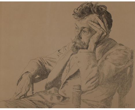 Greiner, Otto: (1869 Leipzig - München 1916). Portrait des Leipziger Künstlers Prof. Paul Horst-Schulze. Lithographie über br