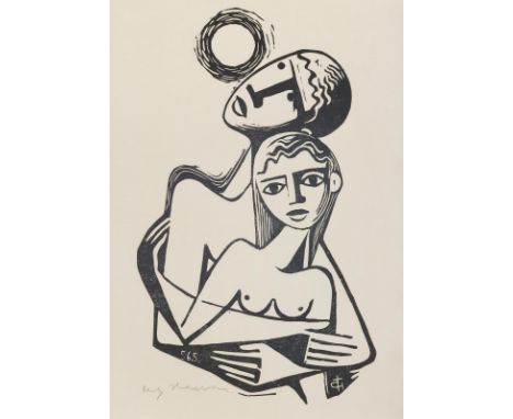 Hauser, Carry (eign. Karl Maria Hauser,: (1895 Wien - Rekawinkel 1985). Junger Mann in liebevoller Umarmung mit seiner jungen