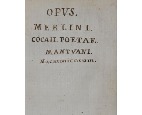 Folengo,T.: Macaronea. Merlini Cocai poete mantuani Macaronices. Venedig, Arrivabene 1520. Mit 12 Textholzschn. 111 (von 119)