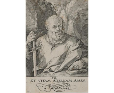 Goltzius, Hendrick: (1558 Bracht - Haarlem 1616/17). Apostel Matthias mit Schwert. Bl. 13 aus der Folge von 14 "Christus, die