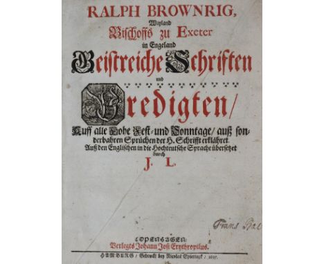 Brownrig,R.: Geistreiche Schriften und Predigten auff alle Hohe Fest- und Sonntage... Spieringk in Hbg. für Erythropilus in K