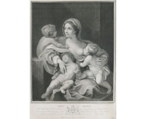 Reni, Guido: (1575 Calvenzano - Bologna 1642), nach. Caritas. Radierung v. John Keyse Sherwin, 1793. Bei John Harris, Sweetin