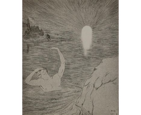 Hofer, Karl: (1878 Karlsruhe - Berlin 1955). Untergang. Radierung, 1900. Plgr. 20 x 16,6 cm. Blgr. 27,4 x 27 cm. Mit Monogr. 